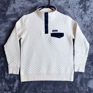 Patagonia Women's Organic Cotton Quarter Snap Pullover White Long Sleeve Quilt